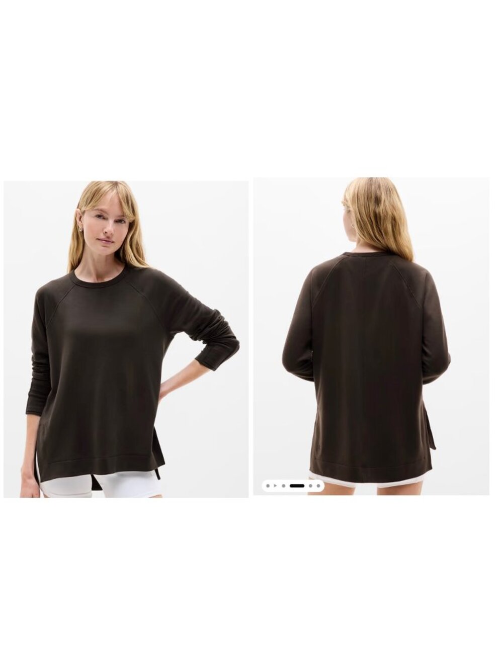 Athleta Coaster Luxe Recover Sweatshirt Brown XL Women Fleece Lined Cozy Outdoor